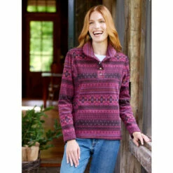 Coupon 😍 Vermont Country Store 👩 Women's Supersoft Fleece Pullover With Shawl Collar Purple ❤️ -Outlet womens clothing Store unnamed file 110