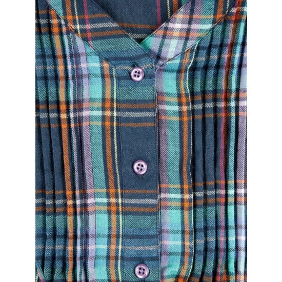 Wholesale โจ Vermont Country Store Pintuck Plaid Brushed-Cotton Tunic Top Blue ๐ 5 Wholesale โจ Vermont Country Store Pintuck Plaid Brushed-Cotton Tunic Top Blue ๐ - Image 5