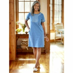 Outlet 🔔 Vermont Country Store Boatneck Denim 👗 Dress ⭐