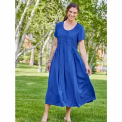 Wholesale 🎉 Vermont Country Store Short-Length Cotton Muumuu Blue 🤩 -Outlet womens clothing Store unnamed file 174