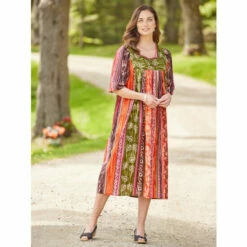 Promo 🎁 Vermont Country Store Falling Leaves Muumuu Royal 😍 -Outlet womens clothing Store unnamed file 186