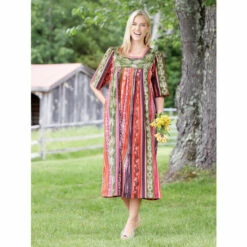 Promo 🎁 Vermont Country Store Falling Leaves Muumuu Royal 😍 -Outlet womens clothing Store unnamed file 187