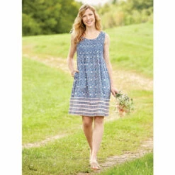 Promo 🌟 Vermont Country Store Fun In The Sun Block-Print Sundress Coral 🔔