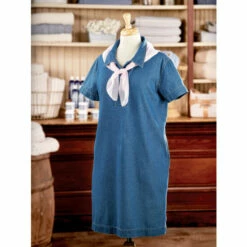 Best deal ❤️ Vermont Country Store Casual Denim Short-Sleeve Popover 👗 Dress 🔔 -Outlet womens clothing Store unnamed file 226