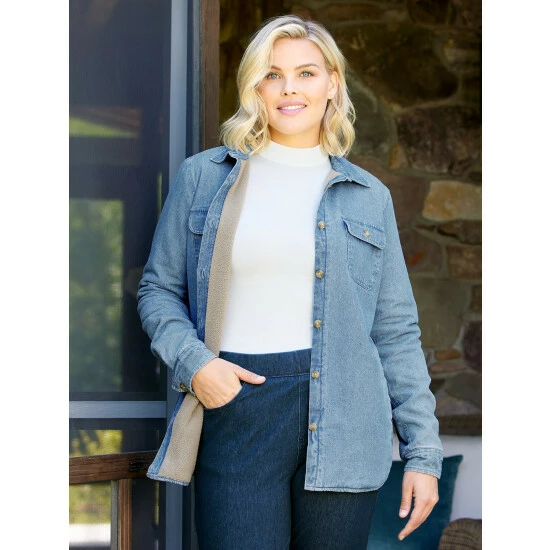 Best Pirce π Vermont Country Store π© Women's Fleece-Lined Denim π Shirt Jacket β¨ 4 Best Pirce π Vermont Country Store π© Women's Fleece-Lined Denim π Shirt Jacket β¨ - Image 4