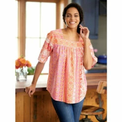 Best Sale 👏 M.MAC Rock Fish Ankle-Length V-Neck 👗 Dress Coral 🛒