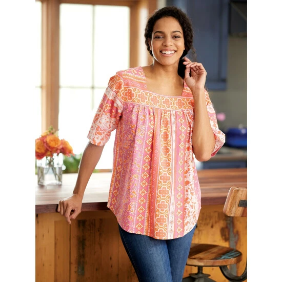 Cheapest ๐ Vermont Country Store Vertical-Print Cotton Muumuu Top Green โ๏ธ 1 Cheapest ๐ Vermont Country Store Vertical-Print Cotton Muumuu Top Green โ๏ธ