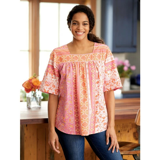 Cheapest ๐ Vermont Country Store Vertical-Print Cotton Muumuu Top Green โ๏ธ 2 Cheapest ๐ Vermont Country Store Vertical-Print Cotton Muumuu Top Green โ๏ธ - Image 2