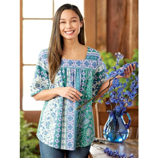 Cheapest ๐ Vermont Country Store Vertical-Print Cotton Muumuu Top Green โ๏ธ 6 Cheapest ๐ Vermont Country Store Vertical-Print Cotton Muumuu Top Green โ๏ธ - Image 6