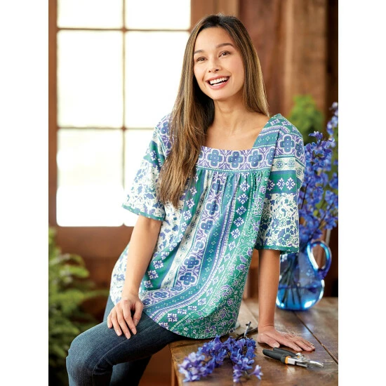 Cheapest ๐ Vermont Country Store Vertical-Print Cotton Muumuu Top Green โ๏ธ 7 Cheapest ๐ Vermont Country Store Vertical-Print Cotton Muumuu Top Green โ๏ธ - Image 7