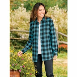 Best Pirce 🔔 Vermont Country Store 👩 Women's Buffalo Check Flannel Boyfriend 👚 Shirt Navy/ivory 🌟 -Outlet womens clothing Store unnamed file 26