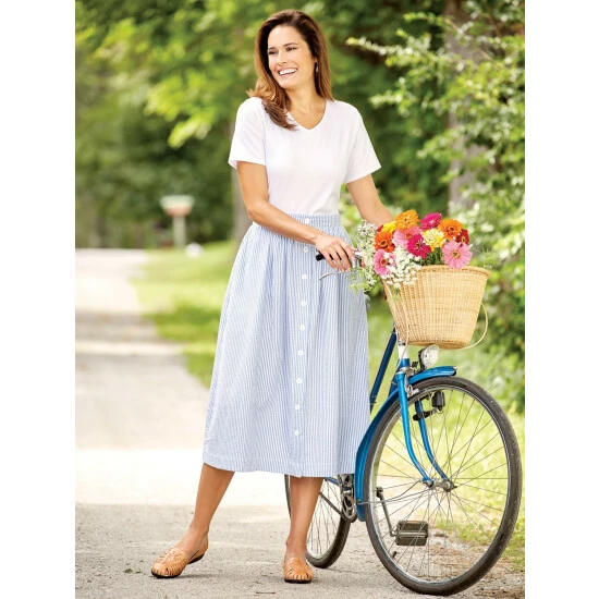 Best deal ๐ Vermont Country Store Button-Front Cotton Seersucker ๐ Skirt Blue ๐ฏ 2 Best deal ๐ Vermont Country Store Button-Front Cotton Seersucker ๐ Skirt Blue ๐ฏ - Image 2
