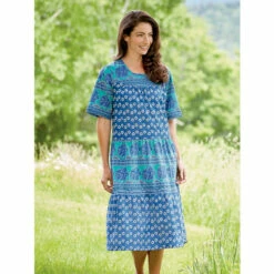 Top 10 🛒 Vermont Country Store Fresh Florals Cotton A-Line 👗 Dress Navy Floral 🧨 -Outlet womens clothing Store unnamed file 273
