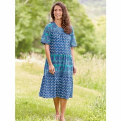 Coupon 😉 Vermont Country Store Crinkle Cotton Tunic Top Sea Blue 👏 -Outlet womens clothing Store unnamed file 277