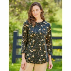 Outlet ๐ Vermont Country Store Soft Knit Printed Tunic Top With 3/4 Sleeves ๐