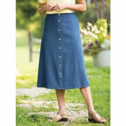 Buy 🌟 Vermont Country Store Classic Cotton Denim 8-Gore 👗 Skirt 🧨