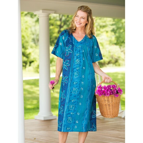 Hot Sale ✔️ Vermont Country Store Marine Print Muumuu Marine Blue 👍 3 Hot Sale ✔️ Vermont Country Store Marine Print Muumuu Marine Blue 👍 - Image 3
