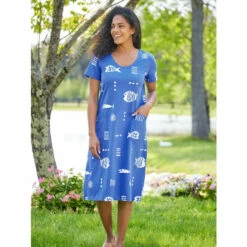 Cheapest ✨ M.MAC Mid-Length Rock Fish 👗 Dress With Pockets Aqua 🎉 -Outlet womens clothing Store unnamed file 319