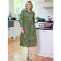 Discount ⭐ Vermont Country Store Pintuck Corduroy 👗 Dress Navy Floral 😍