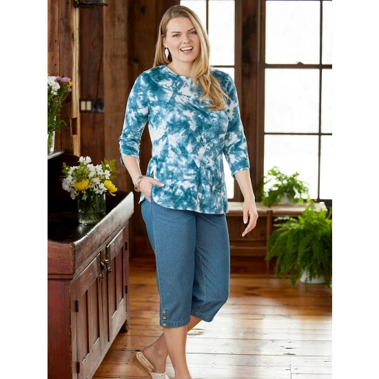 Cheapest ⌛ Vermont Country Store 👩 Women's Denim Capris With Button Detail Blue ❤️ 8 Cheapest ⌛ Vermont Country Store 👩 Women's Denim Capris With Button Detail Blue ❤️ - Image 8