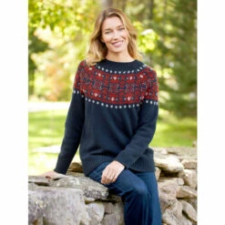Top 10 🔥 Vermont Country Store 👩 Women's Fair Isle Ragg Sweater Navy 👍