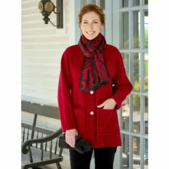Flash Sale ❤️ Vermont Country Store 👩 Women's Berber Wool And Fleece Jacket Red 🌟