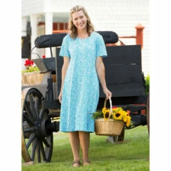 Top 10 🛒 Vermont Country Store Fresh Florals Cotton A-Line 👗 Dress Navy Floral 🧨 -Outlet womens clothing Store unnamed file 364