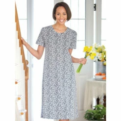 Top 10 🛒 Vermont Country Store Fresh Florals Cotton A-Line 👗 Dress Navy Floral 🧨 -Outlet womens clothing Store unnamed file 365