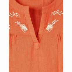 Coupon ✔️ Vermont Country Store Embroidered Leaves Crinkle Cotton Tiered 👗 Dress Spice 🛒 -Outlet womens clothing Store unnamed file 367