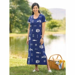 Outlet 😍 M.MAC Rock Fish Ankle-Length 👗 Dress Aqua 🔥