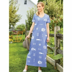 Outlet 😍 M.MAC Rock Fish Ankle-Length 👗 Dress Aqua 🔥 -Outlet womens clothing Store unnamed file 379