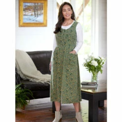 Best deal 🥰 Vermont Country Store Button-Front Corduroy Jumper Navy Floral ⭐