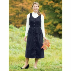 Best deal 🥰 Vermont Country Store Button-Front Corduroy Jumper Navy Floral ⭐ -Outlet womens clothing Store unnamed file 384