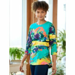 Buy 🎁 Vermont Country Store 👩 Women's Lakeview Knit Tunic Blue 🔥