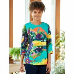 Outlet 🧨 Vermont Country Store 👩 Women's Printed Scoop Neck 👗 Dress Navy Floral 🛒