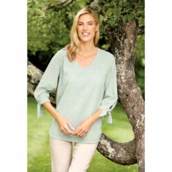 Wholesale 💯 Vermont Country Store Seersucker Tunic Top With Tie Cuffs Yellow ❤️ -Outlet womens clothing Store unnamed file 395