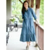 Promo 😀 Vermont Country Store Tiered Chambray Maxi 👗 Dress Blue 😀