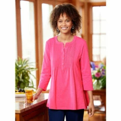 Best Sale 💯 Vermont Country Store Soft Knit A-Line Pintuck Tunic Top Fuchsia 🥰 -Outlet womens clothing Store unnamed file 437