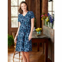 Budget 👏 Ella Simone Pintuck Floral Knit 👗 Dress Blue 💯