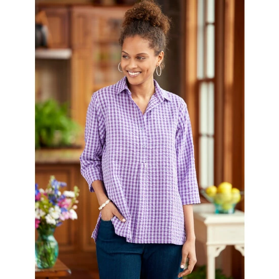 Discount 🎉 Vermont Country Store 👩 Women's Seersucker Popover Top Lavender ✨ 1 Discount 🎉 Vermont Country Store 👩 Women's Seersucker Popover Top Lavender ✨