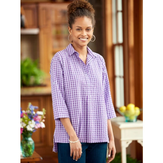 Discount 🎉 Vermont Country Store 👩 Women's Seersucker Popover Top Lavender ✨ 5 Discount 🎉 Vermont Country Store 👩 Women's Seersucker Popover Top Lavender ✨ - Image 5