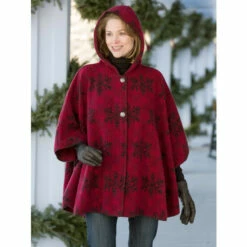 Buy ⭐ Vermont Country Store 👩 Women's Hooded Berber Fleece Cape Black 🧨