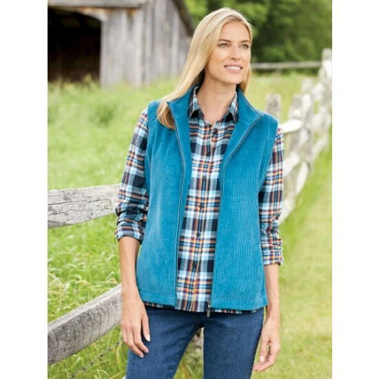 New 🥰 Vermont Country Store 👩 Women's Wide-Wale Corduroy Vest Teal 🥰 4 New 🥰 Vermont Country Store 👩 Women's Wide-Wale Corduroy Vest Teal 🥰 - Image 4