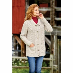 Flash Sale ⌛ Vermont Country Store 👩 Women's Cable-Knit Ragg Cardigan Oatmeal 😍 -Outlet womens clothing Store unnamed file 491