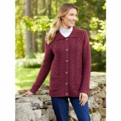 Flash Sale ⌛ Vermont Country Store 👩 Women's Cable-Knit Ragg Cardigan Oatmeal 😍 -Outlet womens clothing Store unnamed file 496