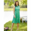 Cheap 🤩 Vermont Country Store Vermont Meadows Sleeveless Button-Front Rayon 👗 Dress Green ❤️