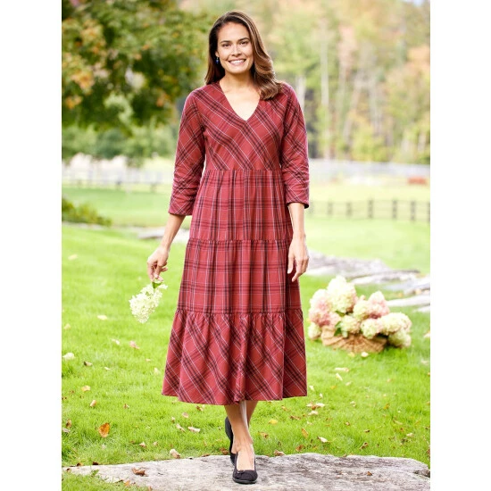 Outlet 👏 Vermont Country Store Cotton Tiered 👗 Dress Merlot 😉 1 Outlet 👏 Vermont Country Store Cotton Tiered 👗 Dress Merlot 😉