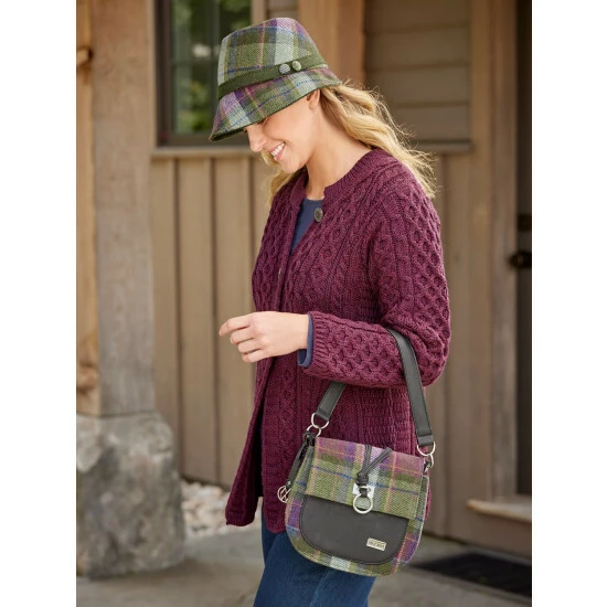 New 🤩 Vermont Country Store Irish Wool Plaid Two-Way Crossbody Bag Green/purple Plaid ✨ 6 New 🤩 Vermont Country Store Irish Wool Plaid Two-Way Crossbody Bag Green/purple Plaid ✨ - Image 6