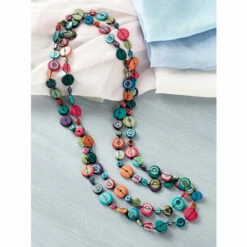 Wholesale 🎁 Vermont Country Store Colorful Rainbow Wooden Disc Necklace 🥰