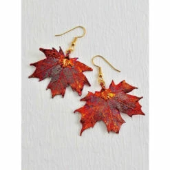 New 🎉 Vermont Country Store Sugar Maple Leaf Drop Earrings Gold 🛒